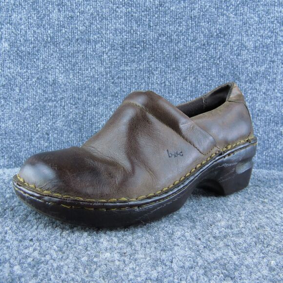 Born Concept Women Clog Shoes Brown Leather Slip On Size 7.5‎ Medium - Picture 1 of 9